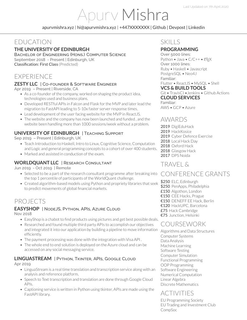 Modified Deedy Resume